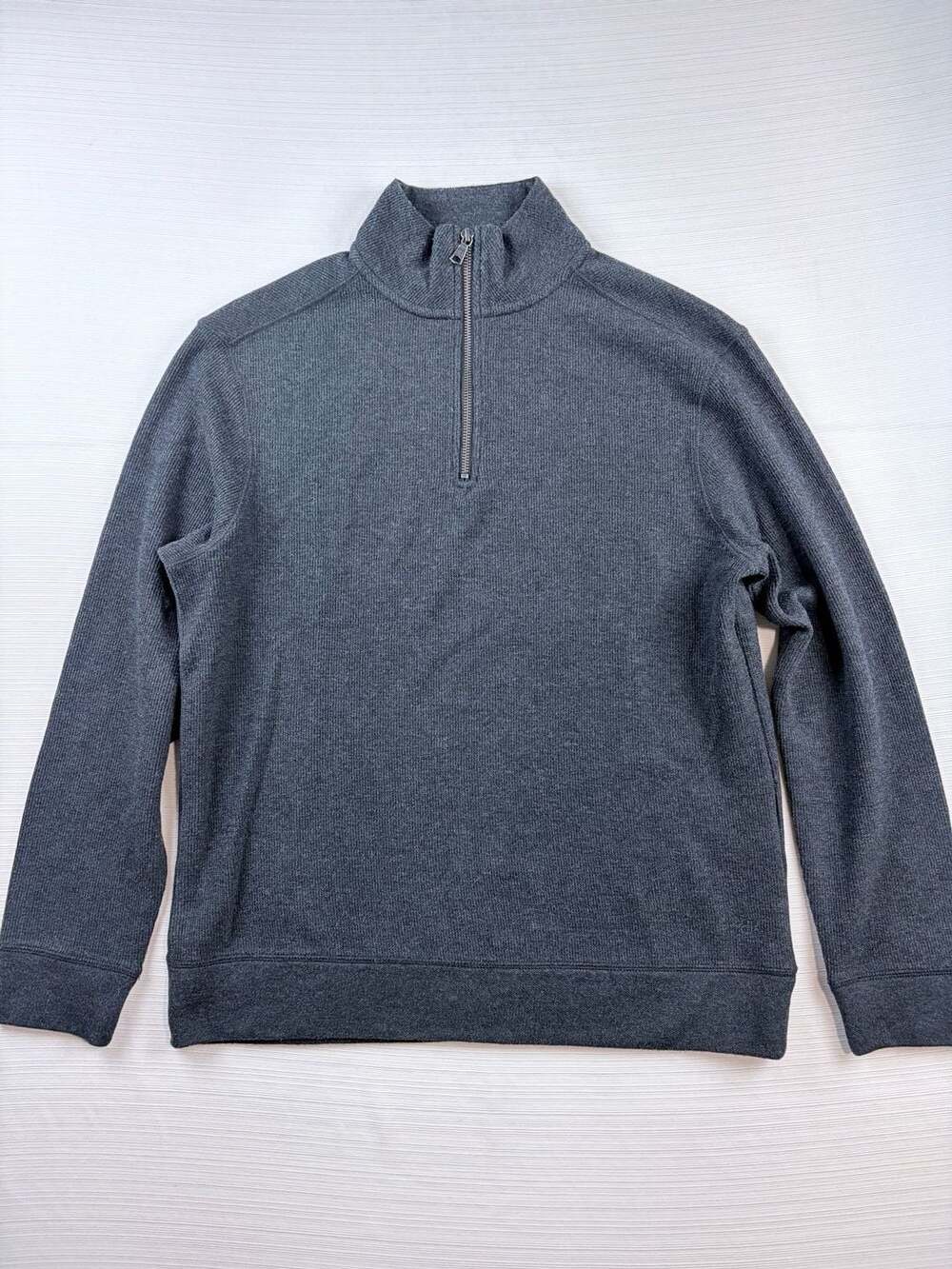 Banana Republic Charcoal Gray 1/4 Zip Waffle Knit Pullover Sweater Size M